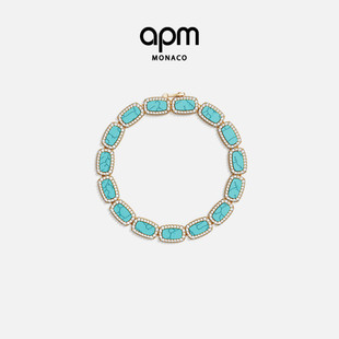 APM Monaco湖蓝色手链典雅方形手饰轻奢高级饰品送人生日礼物