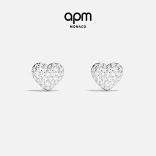 [杨紫同款]APM Monaco爱心耳钉银白密镶耳饰耳环情侣情人节礼物