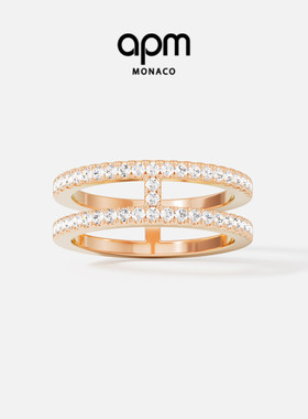[杨紫同款]APM Monaco密镶双层戒指简约玫瑰金指环生日新年礼物