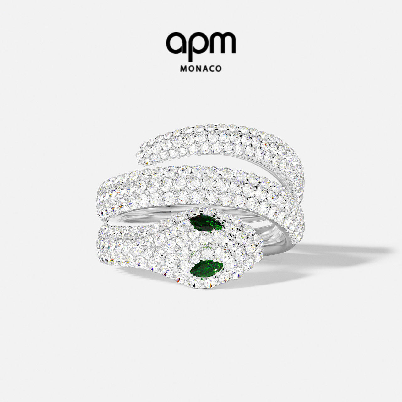 APM Monaco银白色密镶Kaa戒指高级情侣对戒女饰品送人生