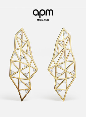 [杨紫同款]APM Monaco金黄色个性迷宫 LABYRINTHE耳环耳饰新品