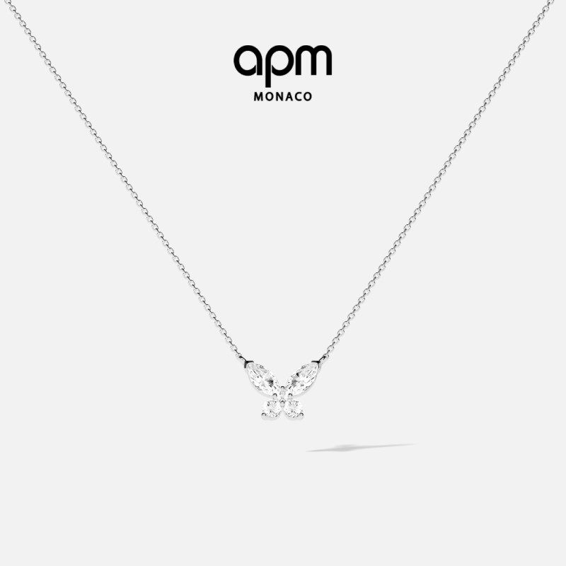 APM Monaco蝴蝶项链白色浪漫可调节灵动精致优雅礼物