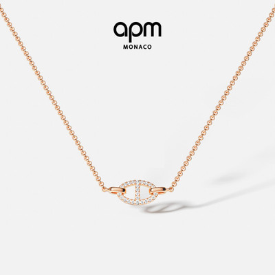 APM Monaco玫瑰金色Maille Marine猪鼻子项链环扣高级感新年礼物
