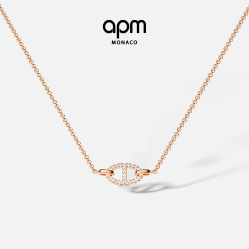 APM Monaco玫瑰金色Maille Marine项链环扣摩登高级感圣诞礼物