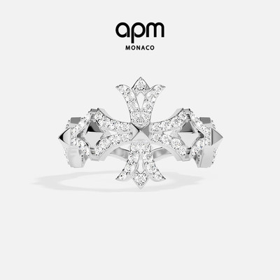 APM Monaco Rock戒指个性十字架白色手饰经典设计感前卫礼物
