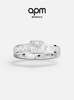 [杨紫同款]APM Monaco银白色Lumière密镶戒指女方形叠戴经典新品