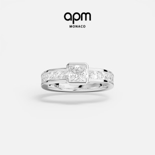 Monaco银白色Lumière密镶戒指女方形叠戴经典 APM 新品 杨紫同款
