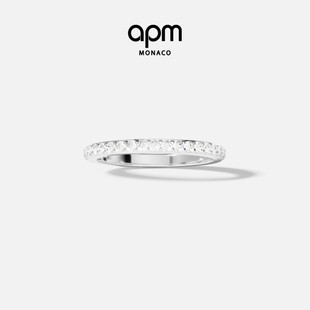 APM 别致浪漫轻奢手饰送人生日新年礼物 Monaco线条密镶戒指女个性