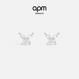 银耳饰送人生日礼物 时尚 APM Monaco蝴蝶耳钉简约耳环轻奢个性
