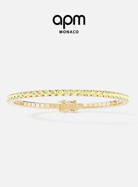 APM Monaco密镶网球手链金黄色手饰经典简约法式送人生日新年礼物