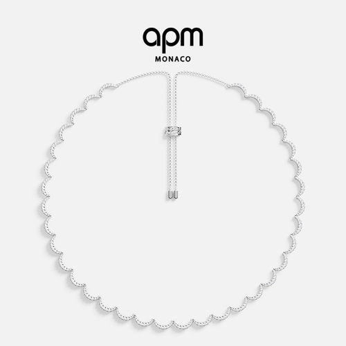 APM波浪形白色可调节项链