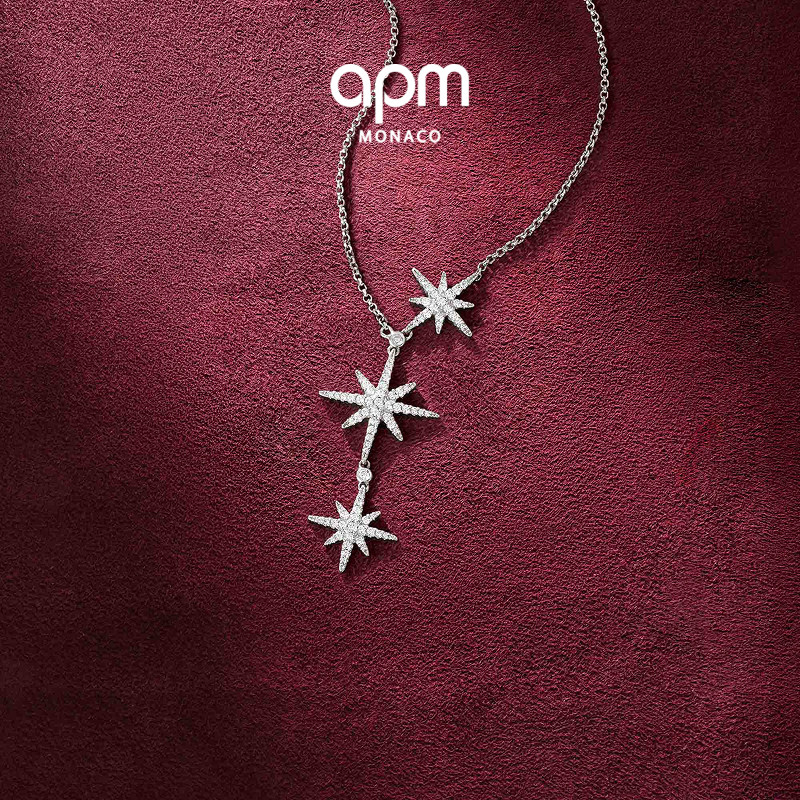 APM三流星六芒星项链生日礼物图片