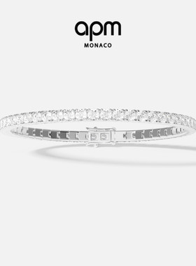 APM Monaco微镶银白色手镯手链女气质高级网球链送人生日新年礼物