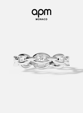 APM Monaco白色Enchaîné戒指链环时尚情侣对戒中性风指环礼物