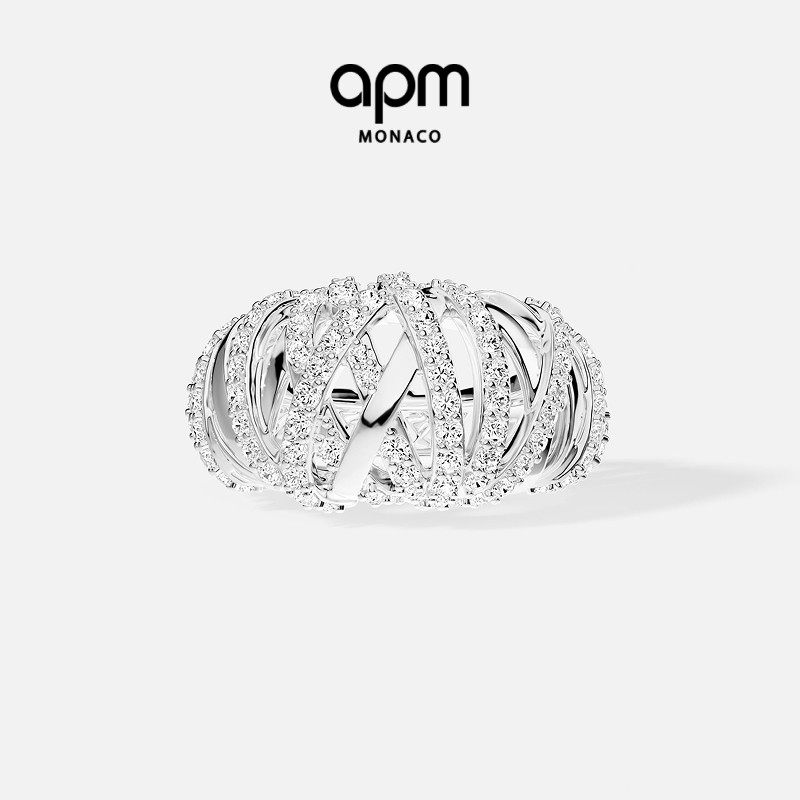 [杨紫同款]APM Monaco Enlacé戒指银白色密镶手饰