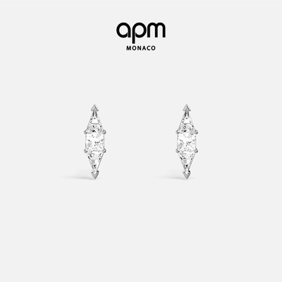 [春季新品]APM Monaco Art Deco耳钉耳环银白色女耳饰几何设计感