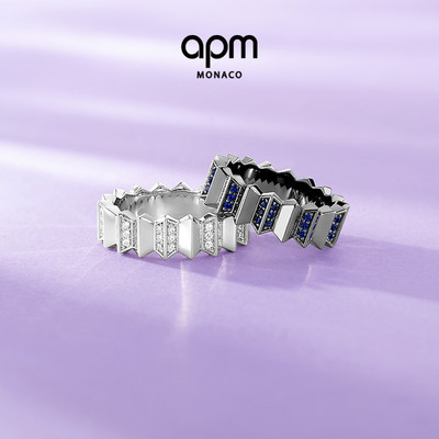 [明星同款]APM Monaco XL Up and Down戒指白色几何波浪设计礼物