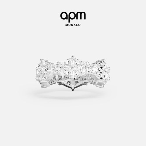 APM Monaco白色Art Déco Pavé戒指优雅几何设计感生日礼物