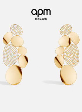 [杨紫同款]APM Monaco个性Galet耳环金黄垂坠个性耳饰情人节礼物