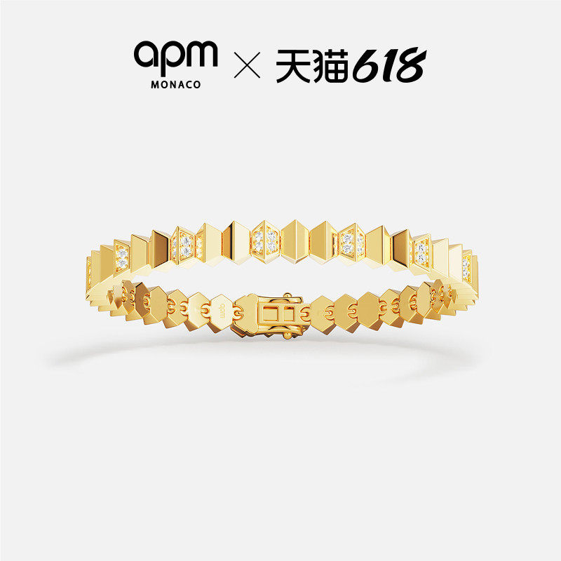 [杨紫同款]APM Monaco金黄色波浪UP AND DOWN手链叠戴手饰新品