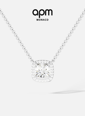 APM Monaco小码方形可调节银项链高级轻奢锁骨链送人生日新年礼物
