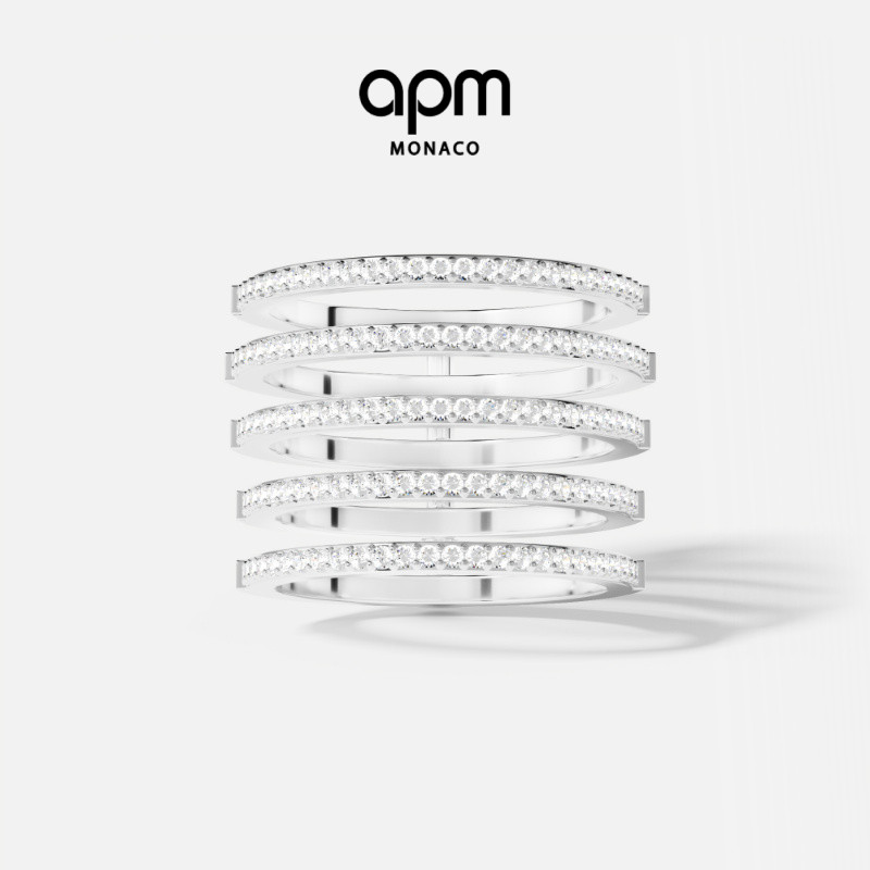 APMMonaco线条密镶戒指