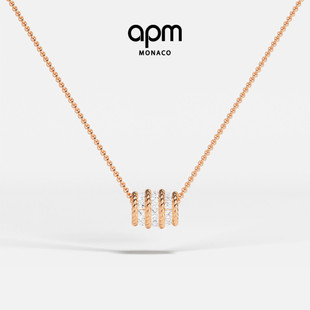 APM 新品 Monaco玫瑰金色Torsade可调节项链扭纹不规则吊坠 春季
