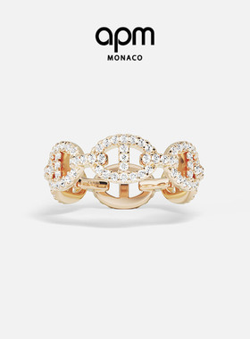APM Monaco玫瑰金色Maille Marine戒指水手环扣简约叠戴礼物