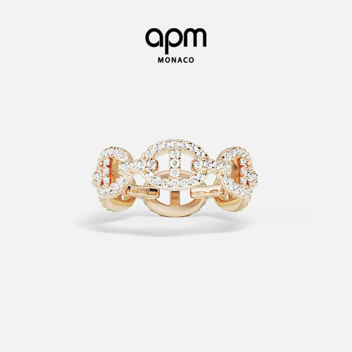 APM Monaco玫瑰金色Maille Marine戒指水手环扣简约叠戴礼物