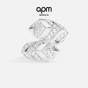 [杨紫同款]APM Monaco银白密镶Kaa戒指手饰加厚宽前卫情人节礼物