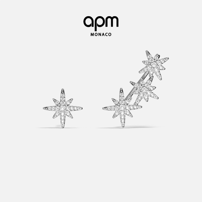 APM不对称三流星耳环耳钉耳饰图片