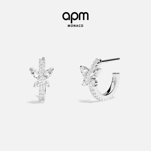 APM Monaco白色Papillon迷你蝴蝶圈形耳环浪漫耳饰精致简约礼物