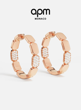 [杨紫同款]APM Monaco小号玫瑰金色圈形耳环夸张耳饰情人节礼物