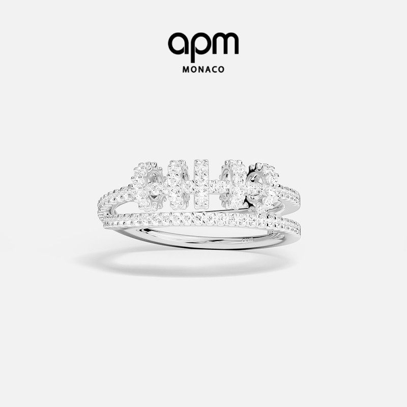 APM Monaco双环Piercing戒指白色多圈简约时尚高级