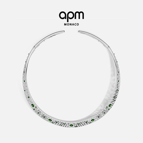 [周翊然同款新品]APM Monacos绿宝石Les Éventail项圈几何镂空
