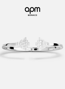 [春季新品]APM Monaco Art Deco手镯银白色女手饰几何个性设计感