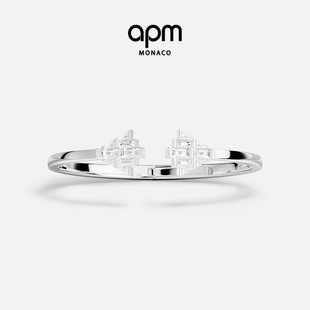 [春季新品]APM Monaco Art Deco手镯银白色女手饰几何个性设计感