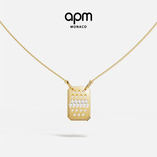 APM Monaco金黄色牌状水滴Les Gouttelettes项链礼物