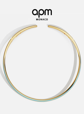 [夏季新品]APM Monaco金黄色蓝色珐琅Riviera项链项圈华丽礼物