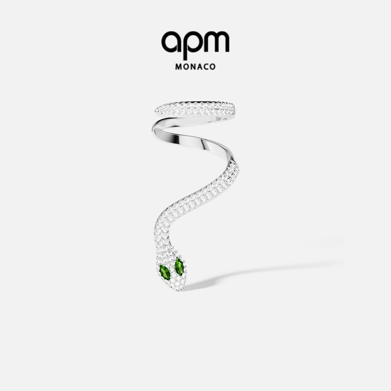 APM绿眼灵蛇耳夹女个性耳饰银