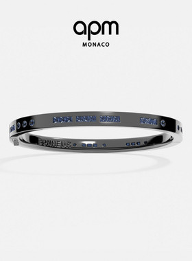 APM Monaco海蓝色摩斯密码银手镯轻奢感送男生送人新年情人节礼物