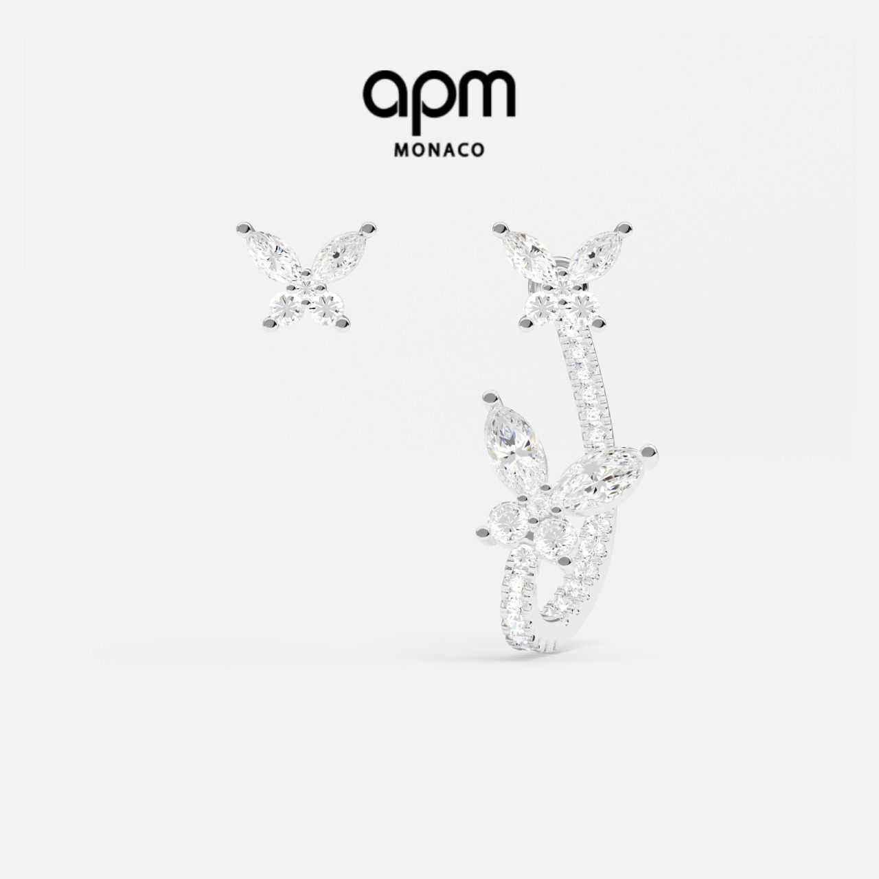 APM Monaco不对称蝴蝶耳钉女简约轻奢高级感耳饰耳环送人生