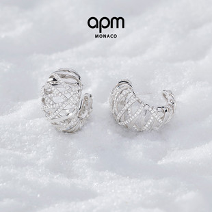[杨紫同款]APM Monaco Enlacé圈形耳环银白耳饰新品情人节礼物
