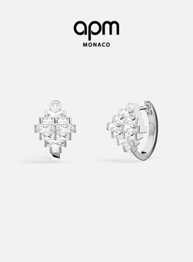 APM Monaco Art Deco圈形耳环白色耳饰几何方形时尚
