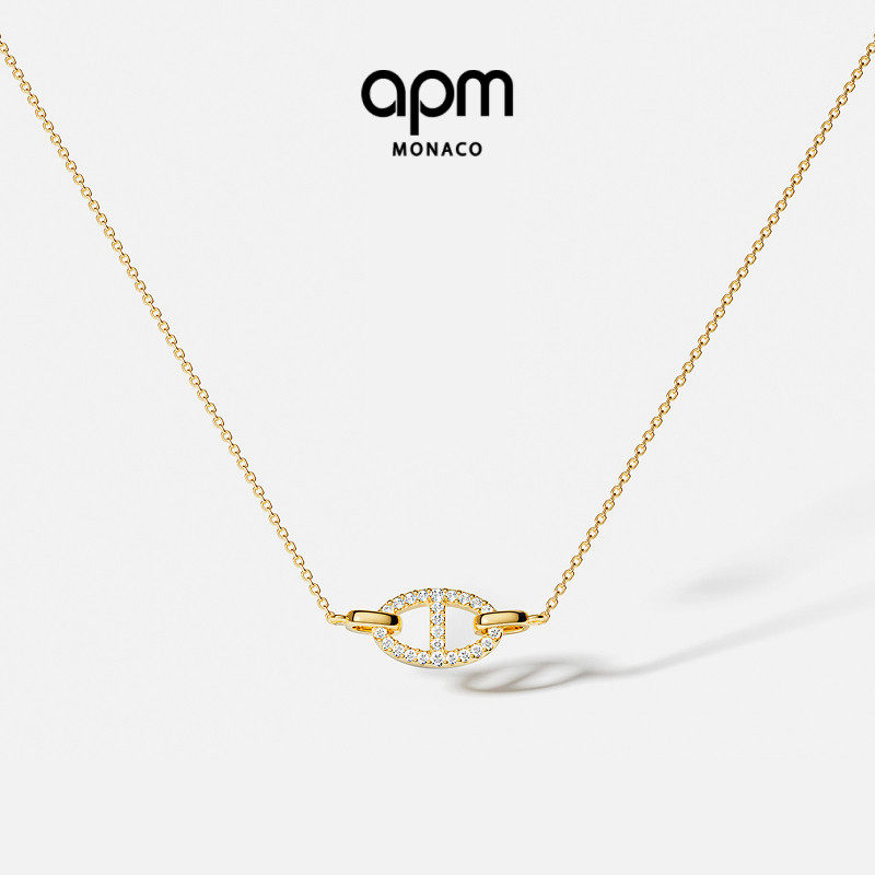 APM Monaco金黄色Maille Marine项链猪鼻子 生日礼物官方旗舰店