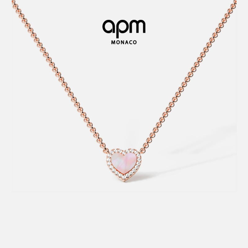 APM粉母贝项链时尚爱心项链女