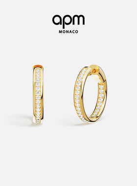 [夏季新品]APM Monaco金黄色小巧RIVIERA圈形耳环简约精致耳饰