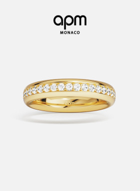 [夏季新品]APM Monaco金黄色精致RIVIERA戒指简约闪耀指环叠戴