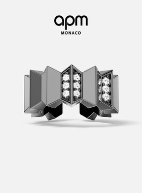 [杨紫同款]APM Monaco深灰色Up and Down耳夹男耳饰宽版新年礼物