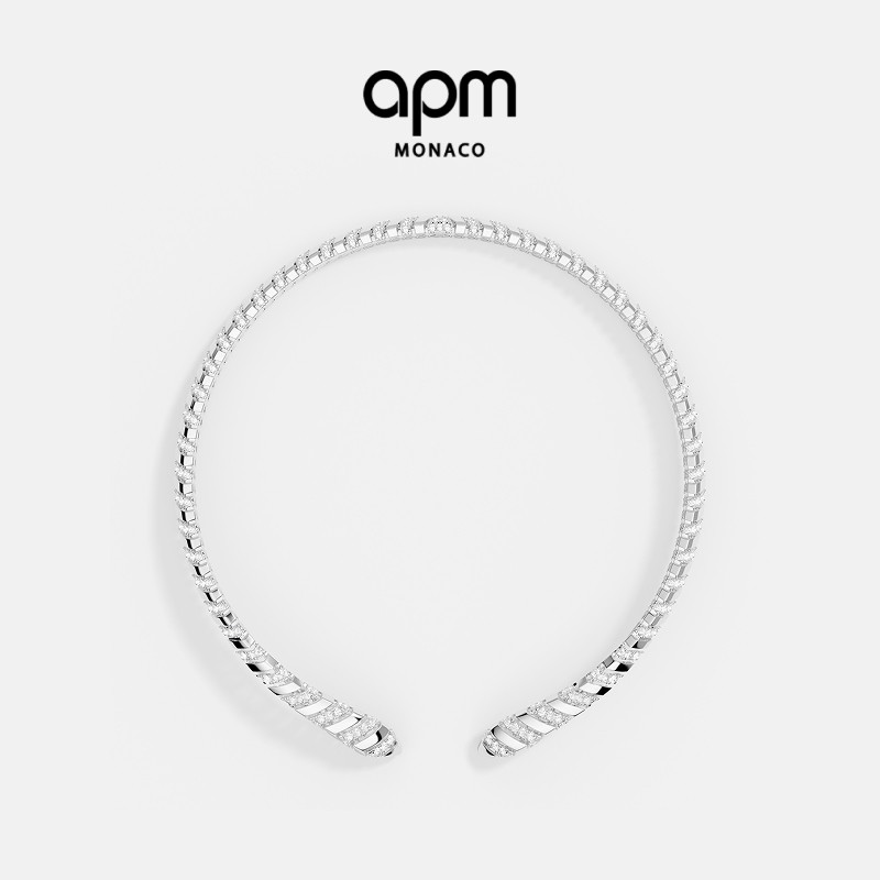 [杨紫同款]APM Monaco银白色密镶Kaa环绕式项圈时尚设计送人礼物